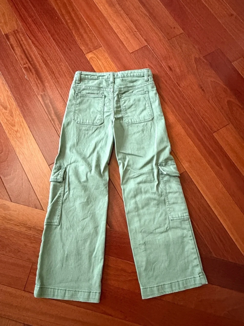 Girl’s Light Sage Cargo Wide-Leg Pants